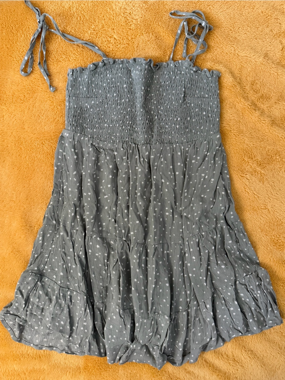 Abercrombie & Fitch Sage Polka Dot Smocked Sundress Top